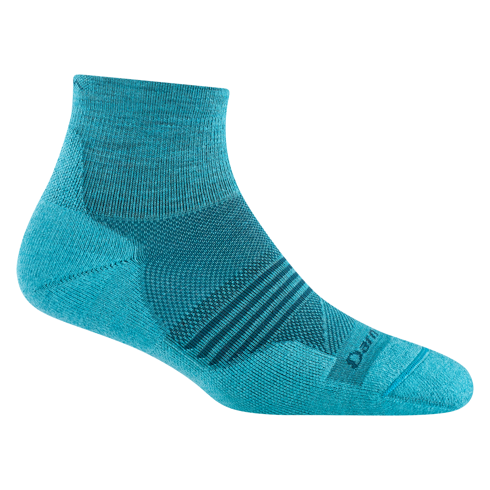 1113 women's element quarter running sock in cyan with dark teal forefoot striping