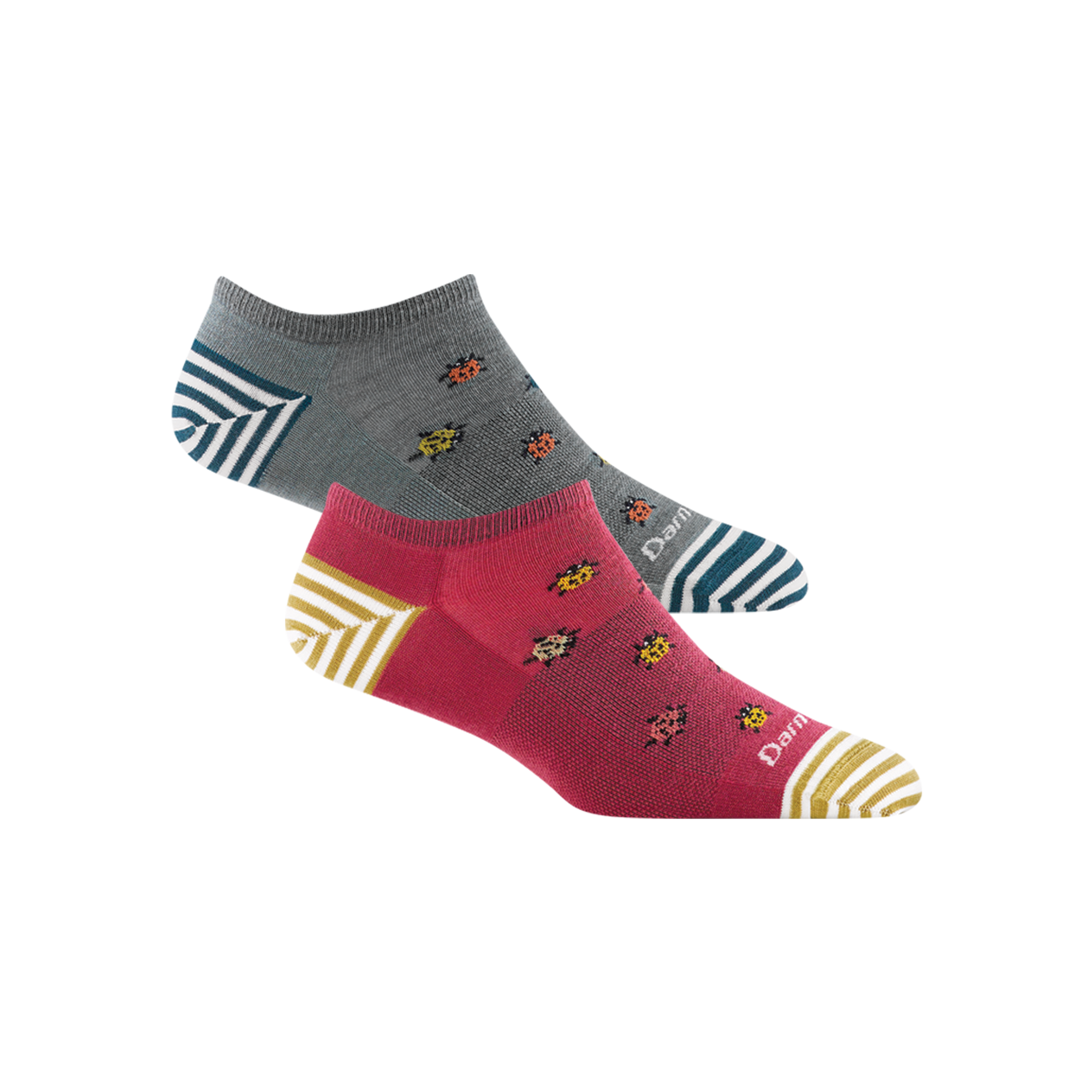 The Lucky Lady no show sock, shown in cranberry and seafood colors