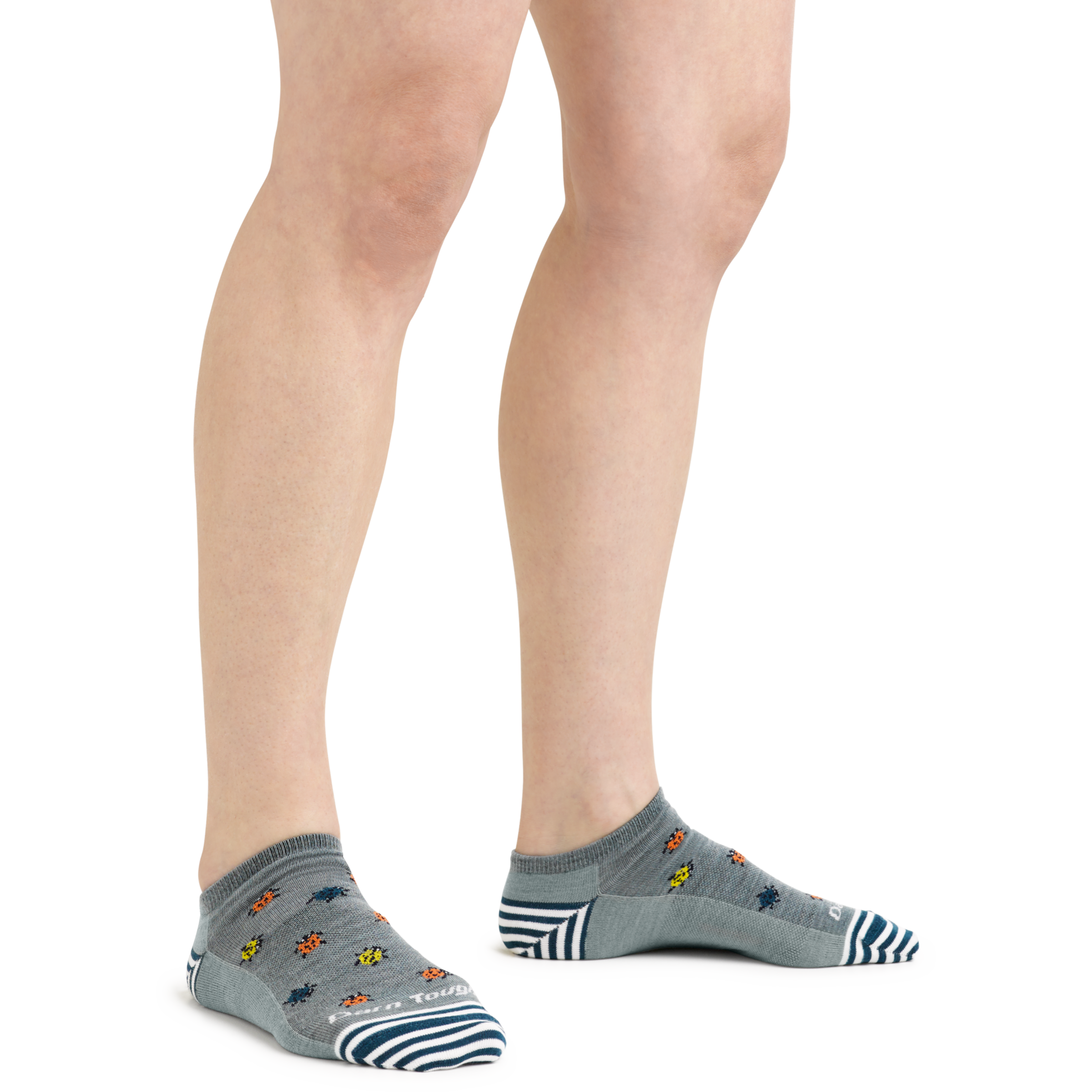 6074 Women's Lucky Lady No Show Lightweight Lifestyle Socks in seafoam on foot wearing clogs