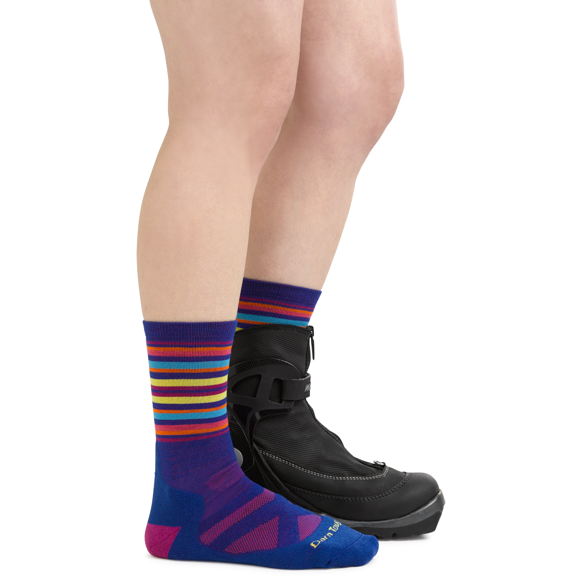 Women's Oslo Nordic Ski Socks in Marine Blue on foot