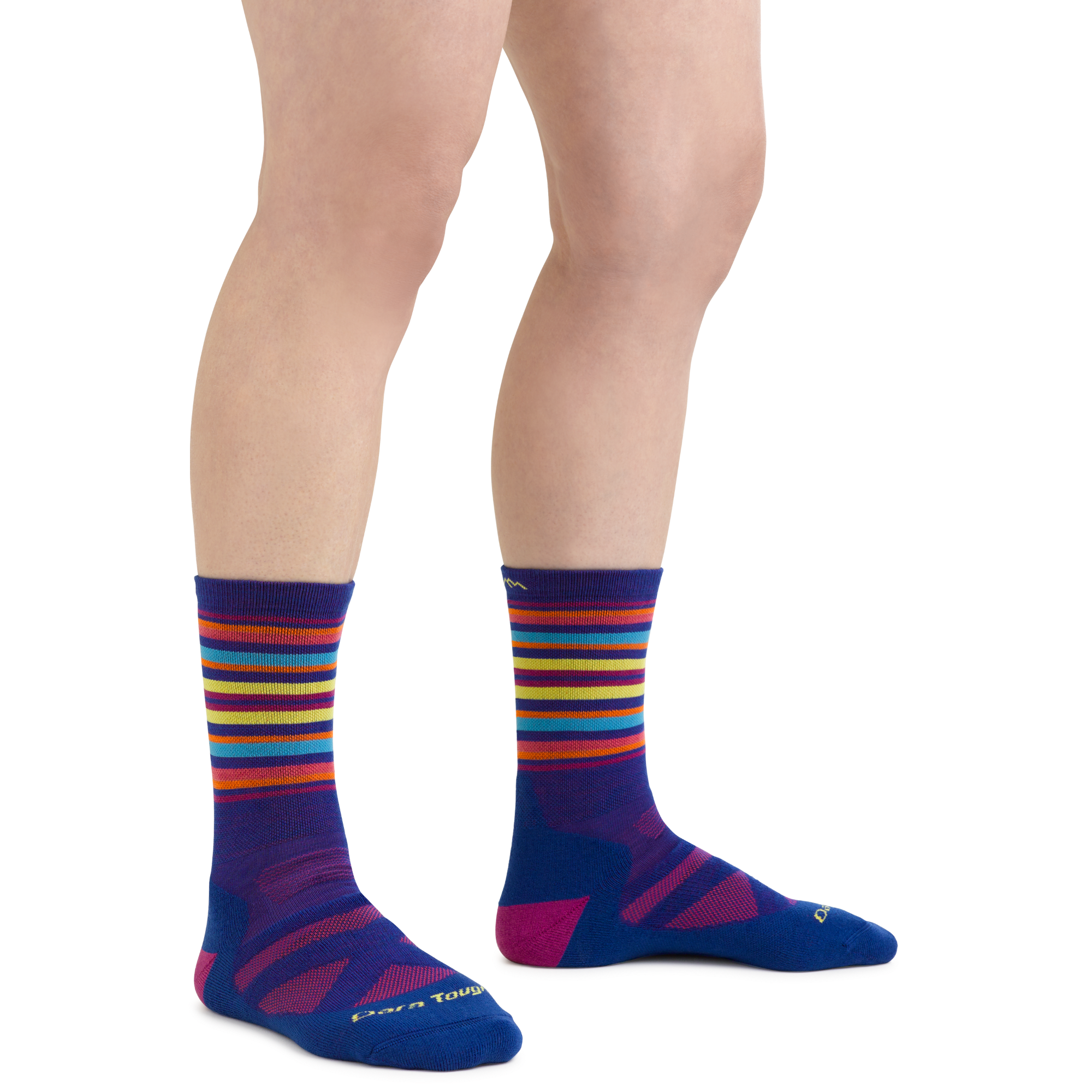 Women's Oslo Nordic Ski Socks in Marine Blue with cross country ski boots