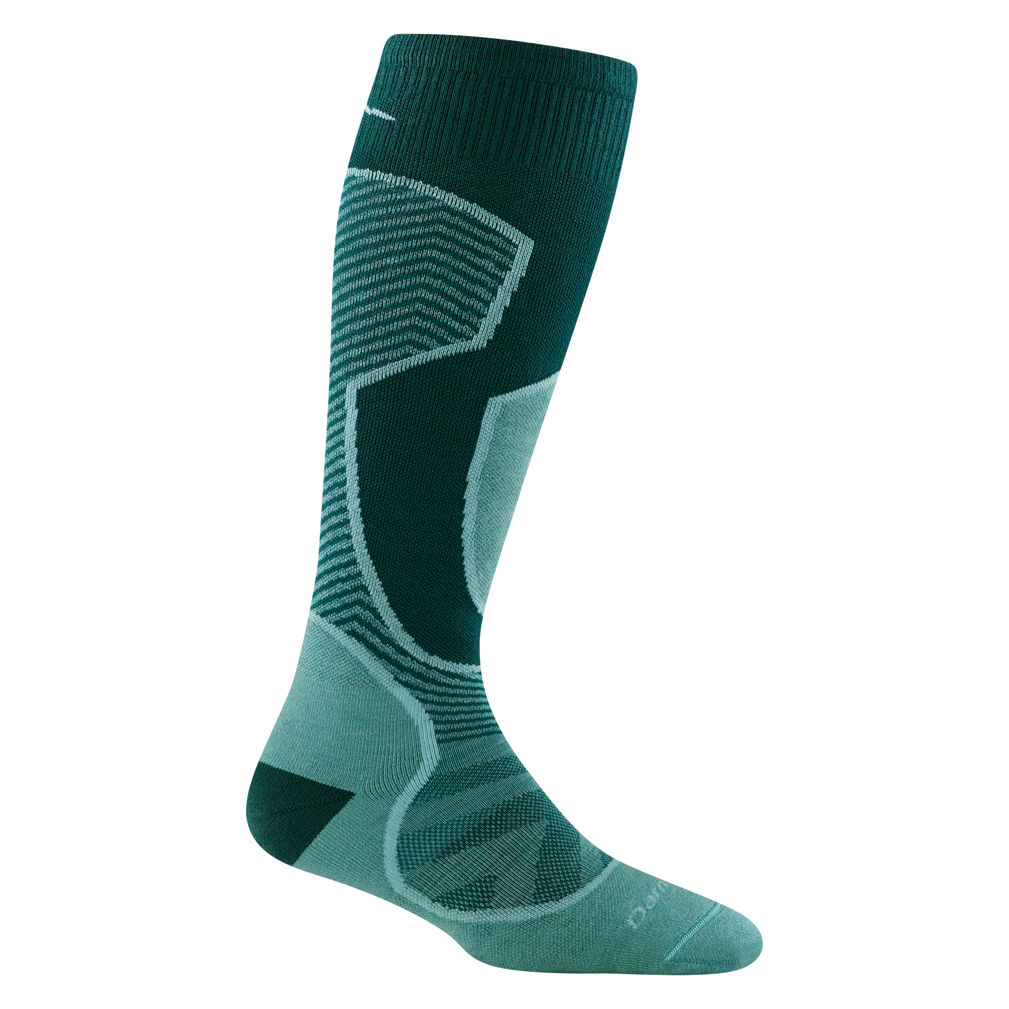 8038 outer limits over-the calf lightweight ski and snowboard sock in the juniper color