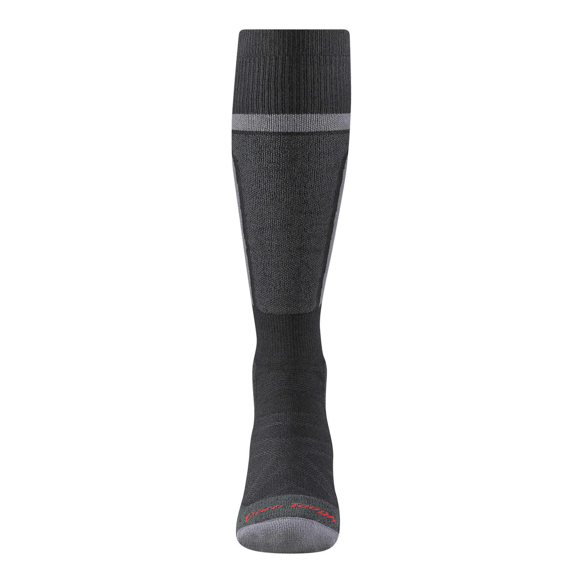 Front view of the 8058  Thermolite Edge in black featuring a shin pad in dark gray with light gray toe and stripe at the cuff