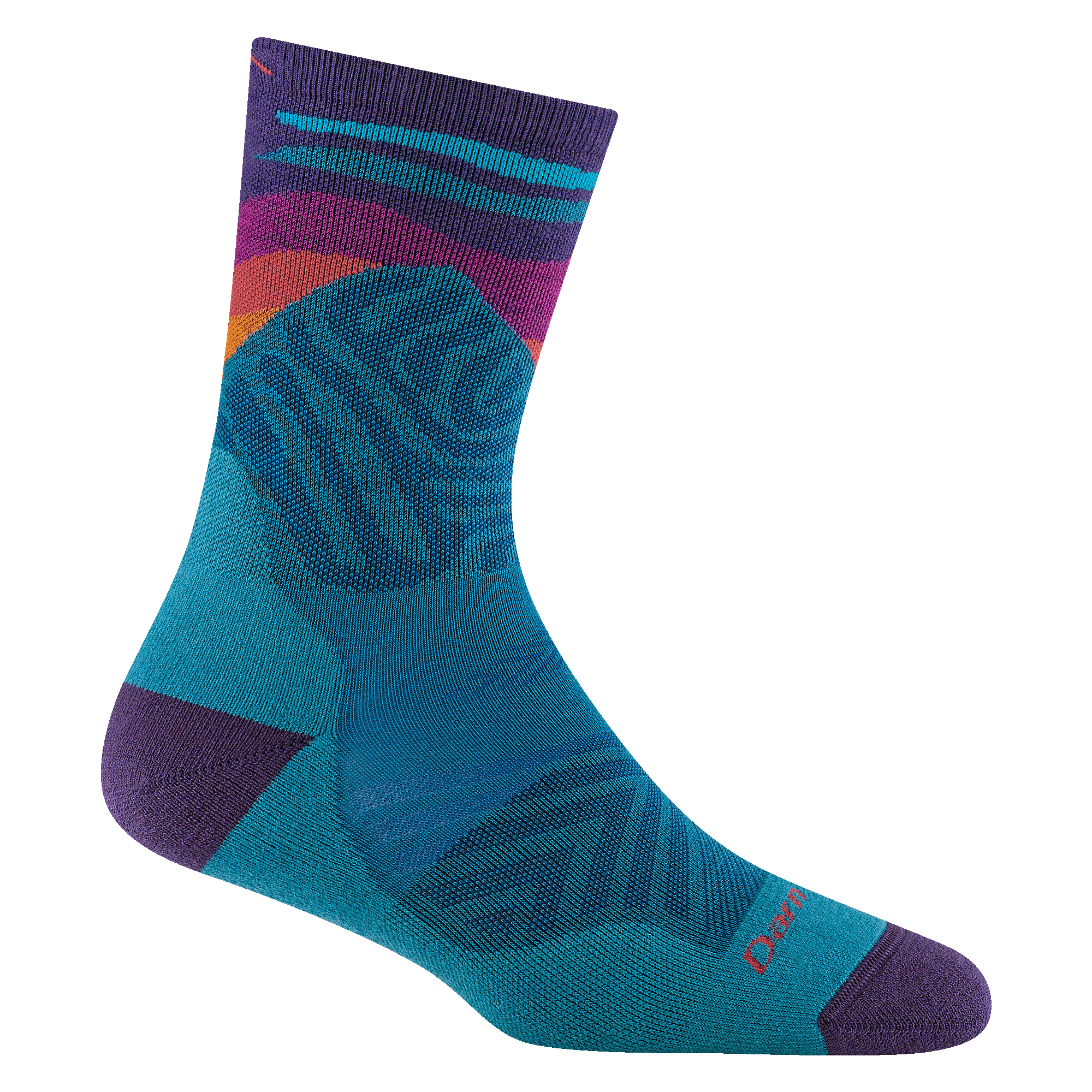 1067 Mirnavated micro crew running sock in cascade with an purple heel accent and cascade blue body body 