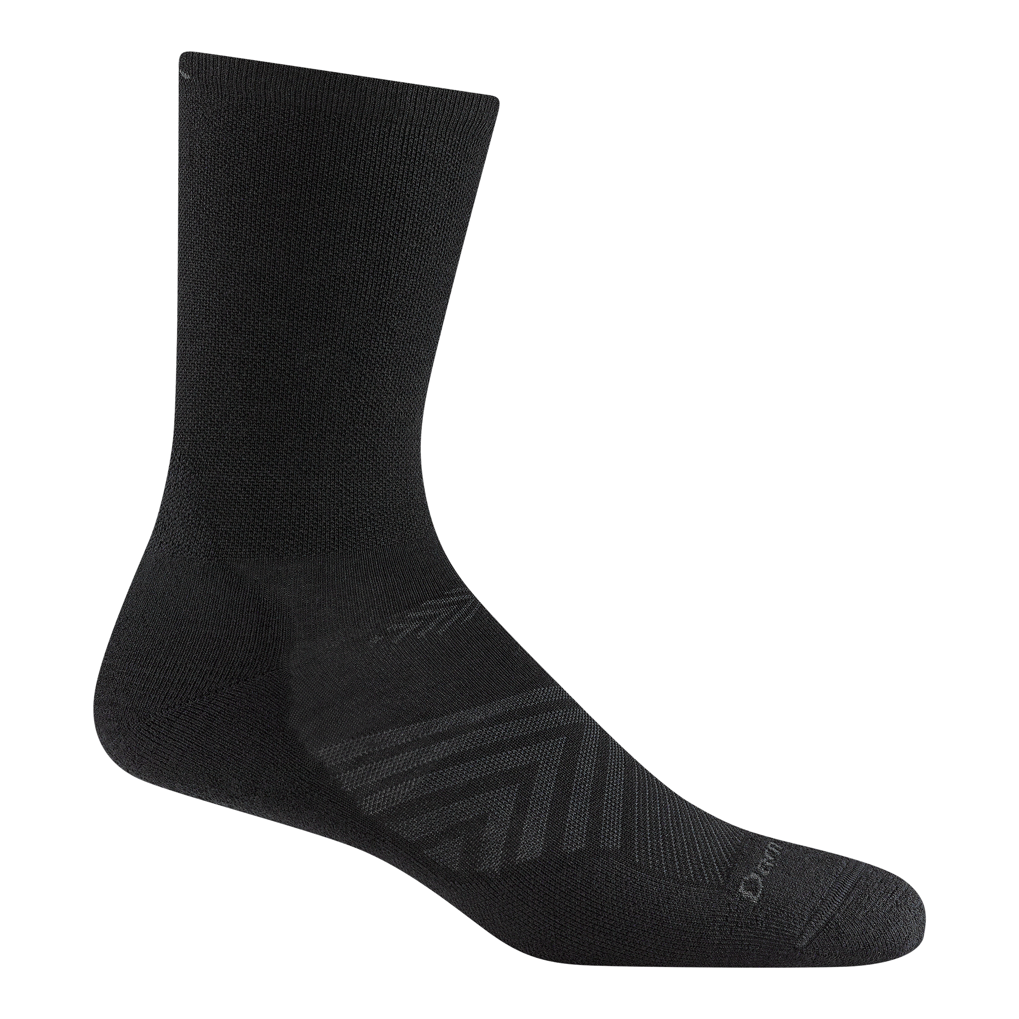 1071 Men's Run Micro Crew Ultra-Lightweight with Cushion in Black featuring an all-clack body and gray logo on toe and ankle