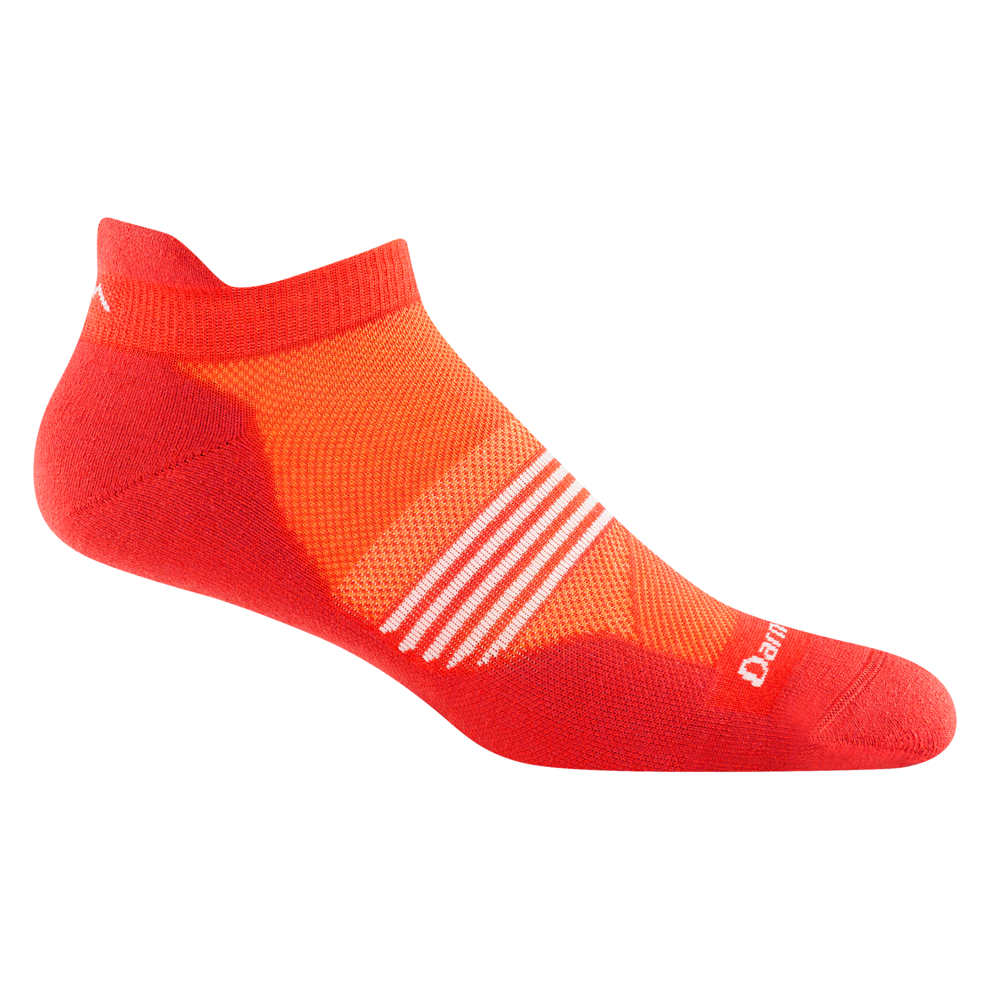 1116 men's element no-show tab running sock in tiger with white horizontal forefoot striping