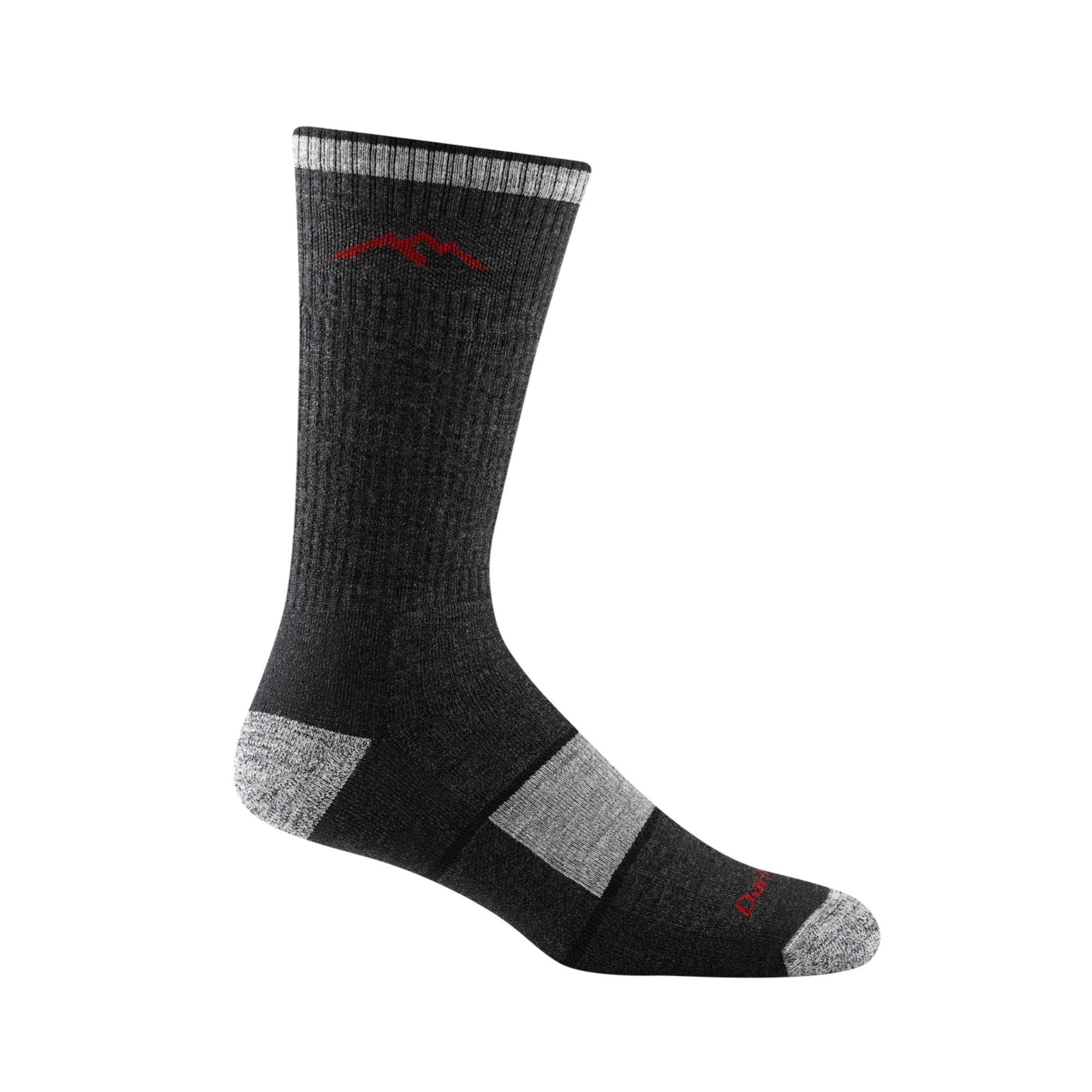 1405 men's hiking boot sock in color black with light gray toe/heel accents and forefoot color block