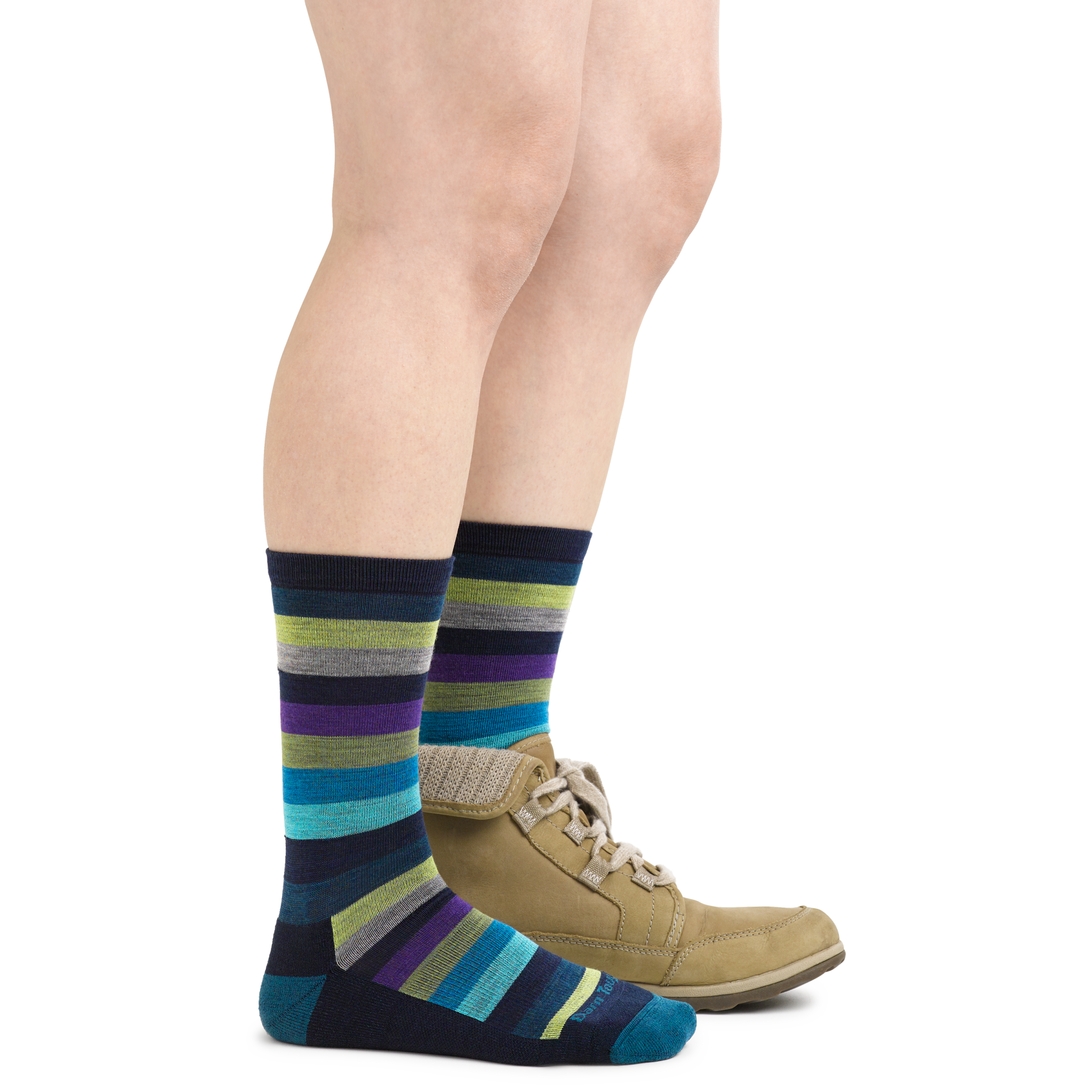 Women's Phat Witch Casual Socks in Dark Teal on foot with dress boots