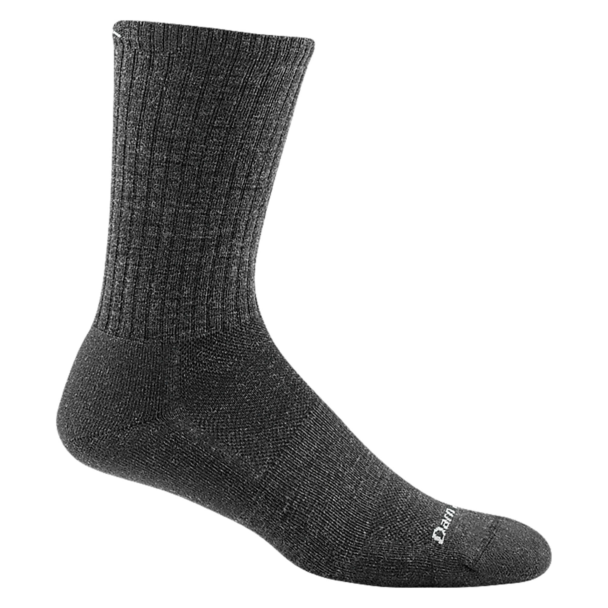1657 men's the standard crew lifestyle sock in color charcoal with white darn tough signature on forefoot