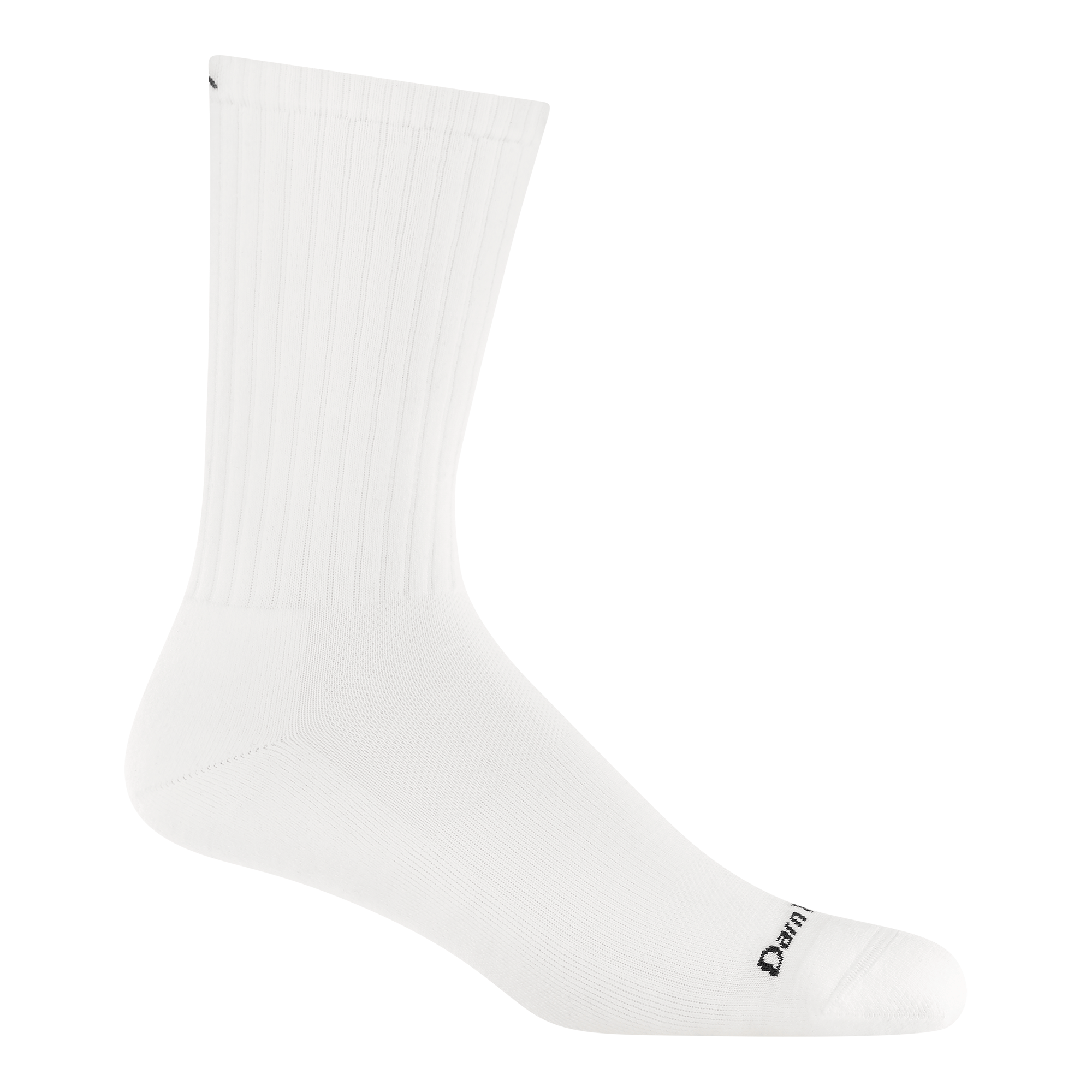 1657 the standard crew sock in white featuring a black logo on toe/cuff