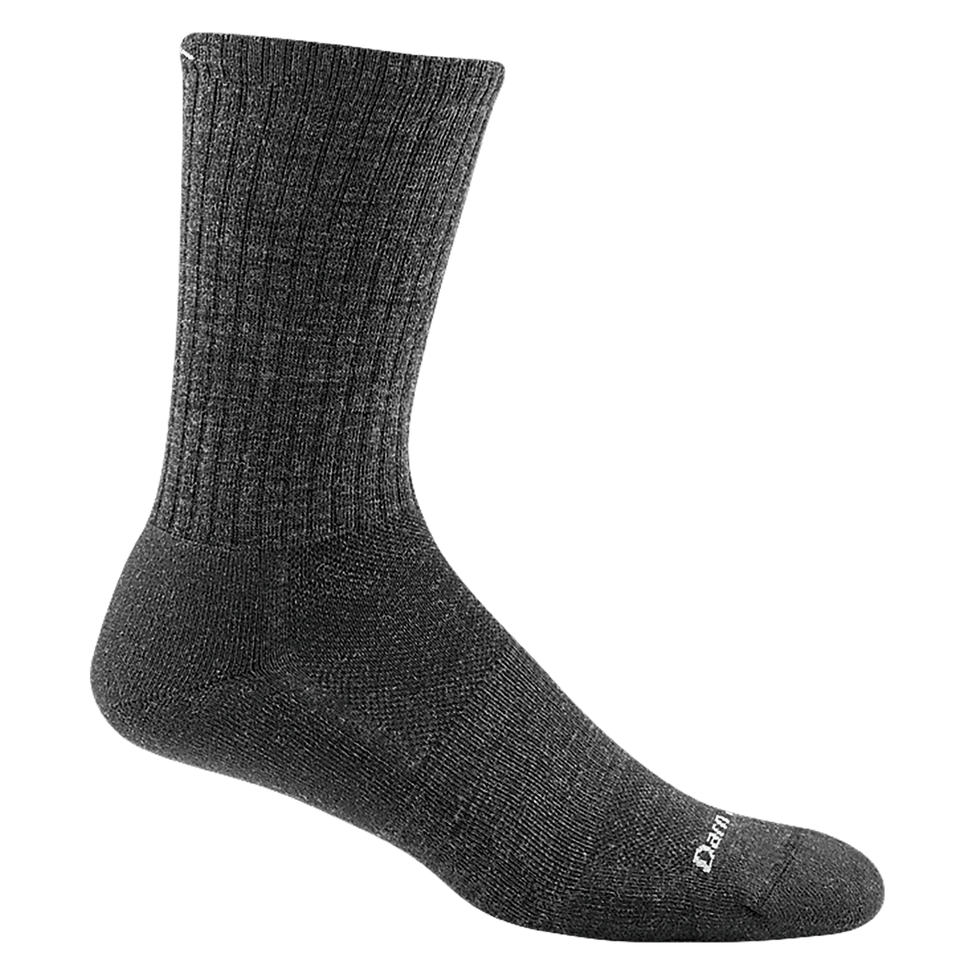 1680 men's the standard crew lifestyle sock in color charcoal with white darn tough signature on forefoot