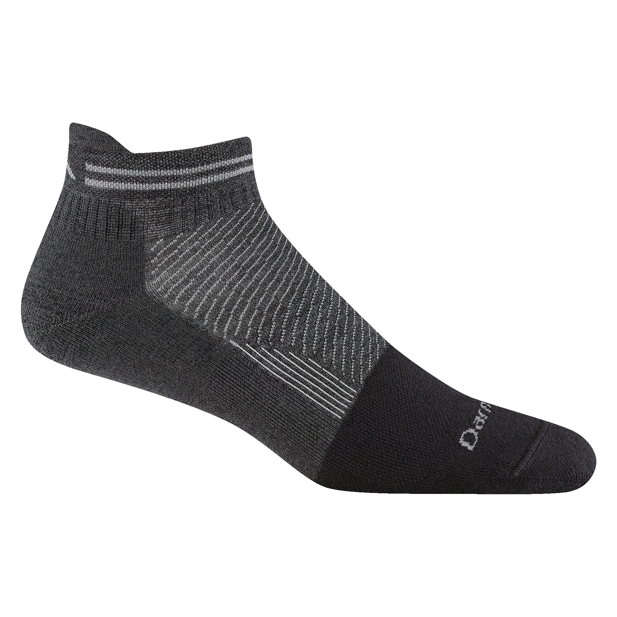 2211 mens Steely no show tab work sock in gravel featuring black full cushion toe with dark gray body