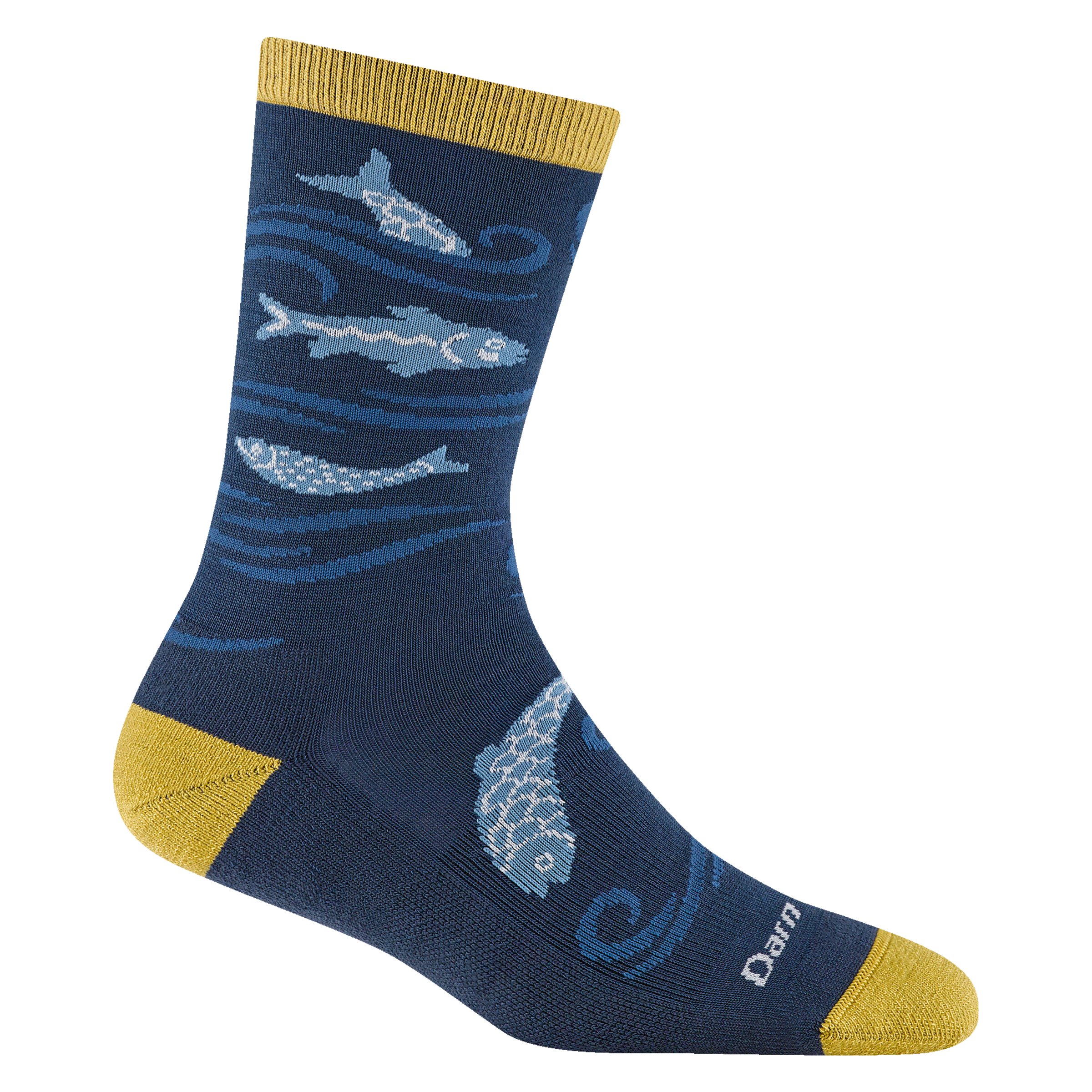 Reverse 6122 Homer lightweight lifestyle in deep water featuring swimming fish with yellow heel/toe/cuff