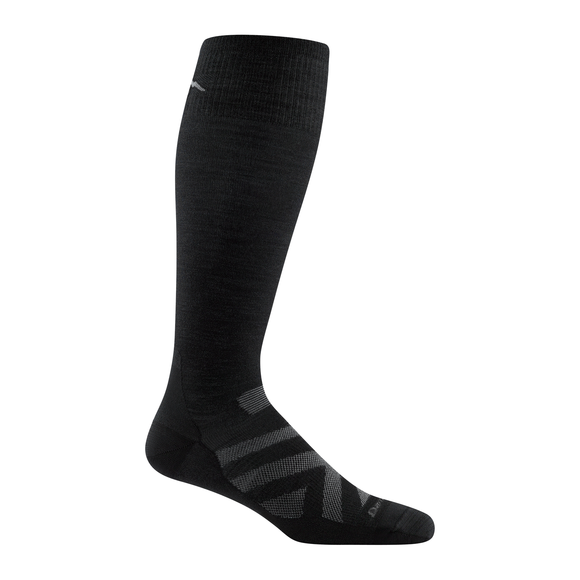 8001 men's RFL over-the-calf ski sock in black with gray chevron and darn tough signature on forefoot