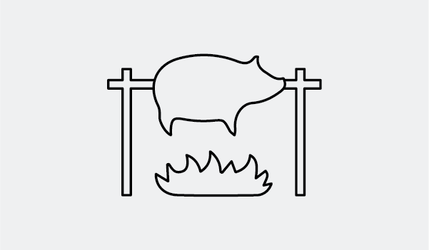 A pig roasting over a fire - not something to do with your socks