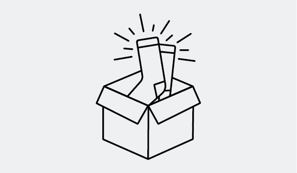 Icon showing socks being put into a cardboard box