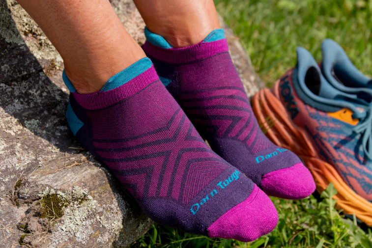 Shop Ankle Socks - feet wearing ankle height socks in bright colors
